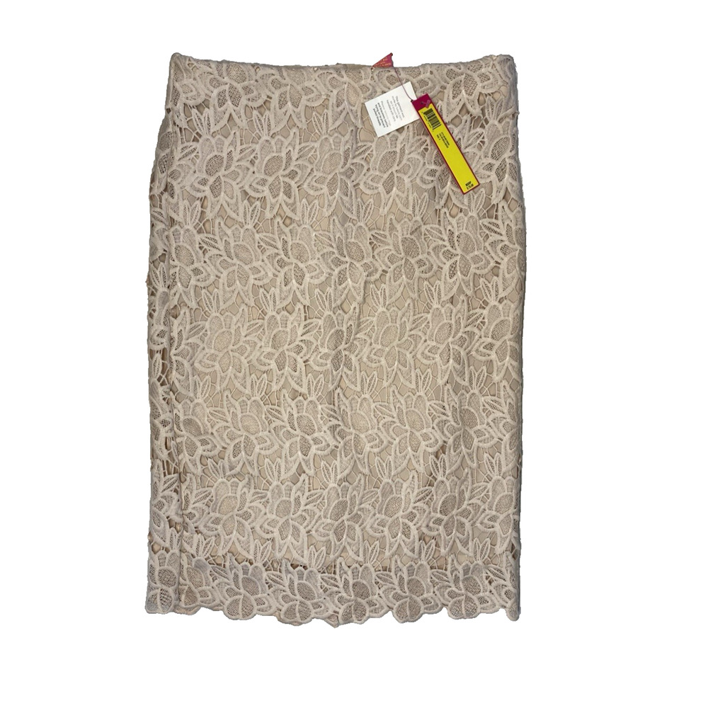 Catherine Malandrino Lace Pencil Skirt Sz 6 Nude Beige Cottagecore Office Bridal